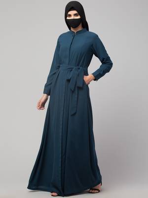 Elegant Abaya With Matching Belt in Nida Matte Fabric 2