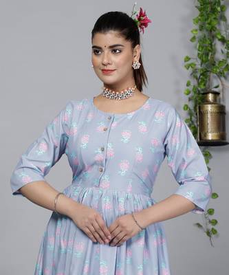 Partywear Designer Lavender Pure Cotton Gown 3