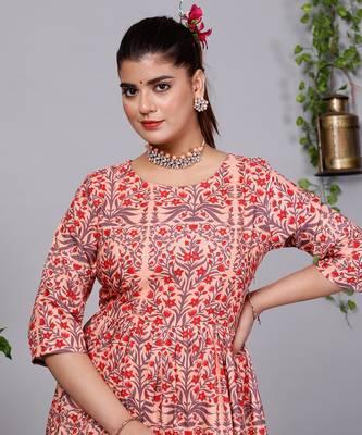 Partywear Designer Light Coral Pure Cotton Gown 3