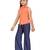 Orange plain blended cotton girls-top-bottom