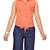 Orange plain blended cotton girls-top-bottom