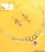Ruby Paisley Diamond Look Necklace Set