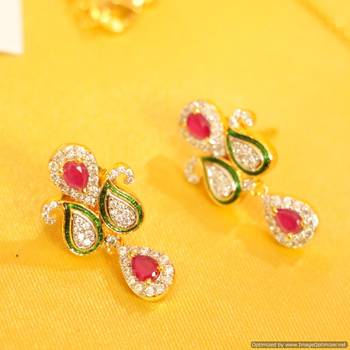Ruby Paisley Diamond Look Necklace Set 2