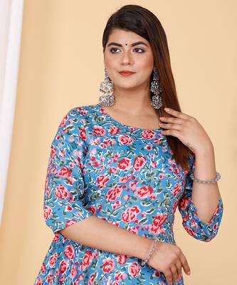 PartyWear Designer Blue and Pink Pure cotton silk Plazzo Suit 3