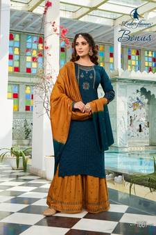 Blue embroidered silk blend salwar