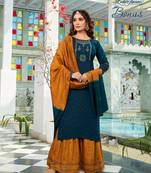 Blue embroidered silk blend salwar