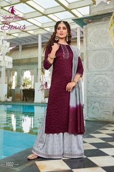 Maroon embroidered silk blend salwar