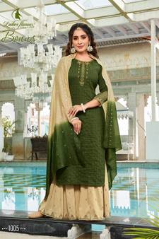 Green embroidered silk blend salwar