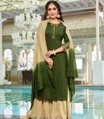 Green embroidered silk blend salwar