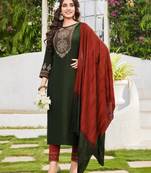 Green embroidered silk blend salwar