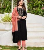 Black embroidered silk blend salwar