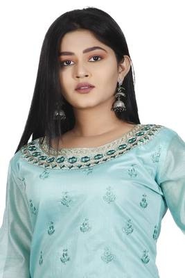 Rama Green Colour Modal Chanderi Designer Straight Suits 2