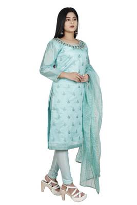 Rama Green Colour Modal Chanderi Designer Straight Suits 5