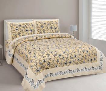 Cotton Printed King Size Double Bedsheet with 2 Pillow Covers Set 1