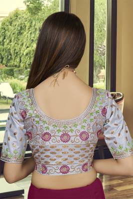 Pink embroidered net semi stitched lehenga 6