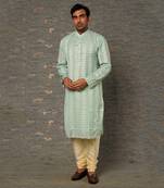 Pista green jaipuri printed kurta set