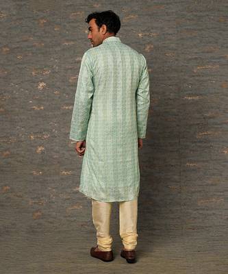 Pista green jaipuri printed kurta set 2