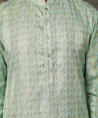 Pista green jaipuri printed kurta set 4