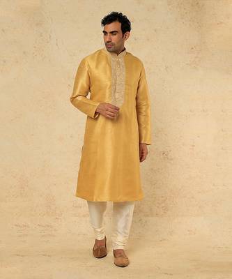 Mustard yellow emb. Kurta set 1