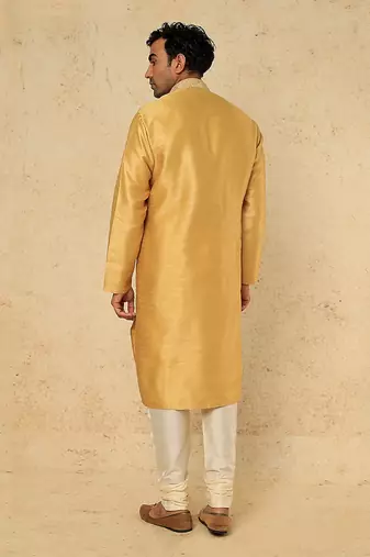 Mustard yellow emb. Kurta set