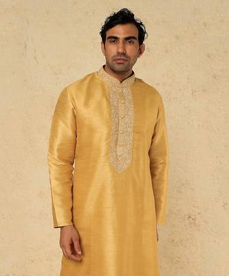 Mustard yellow emb. Kurta set 3