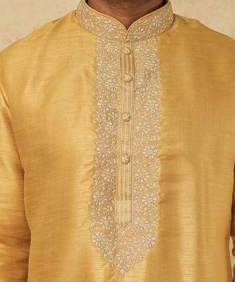 Mustard yellow emb. Kurta set 4