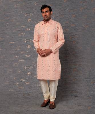 Pink Emb. Shirt Collar Kurta Set 1