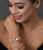 Gold-Toned & White Kundan Charm Bracelet