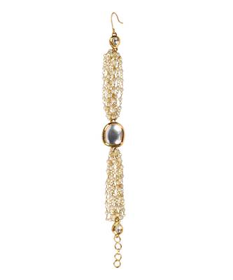 Gold-Toned & White Kundan Charm Bracelet 3