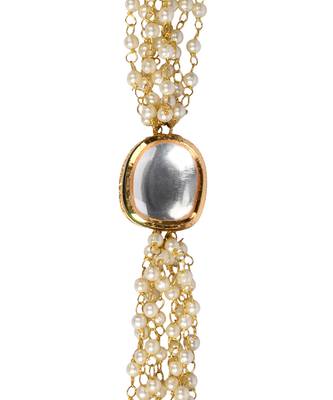 Gold-Toned & White Kundan Charm Bracelet 4