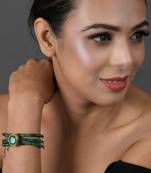 Green Gold Toned Kundan bracelet