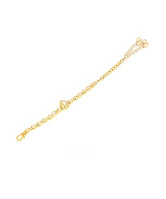 Handcrafted Gold Kundan bracelet with pearls 6