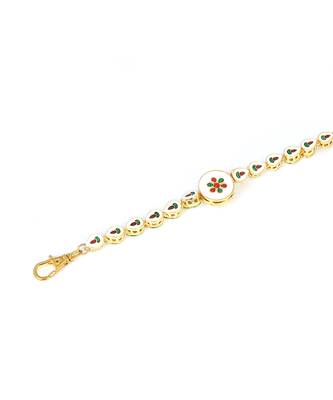 Gold toned kundan inspired bracelet with pearls 6