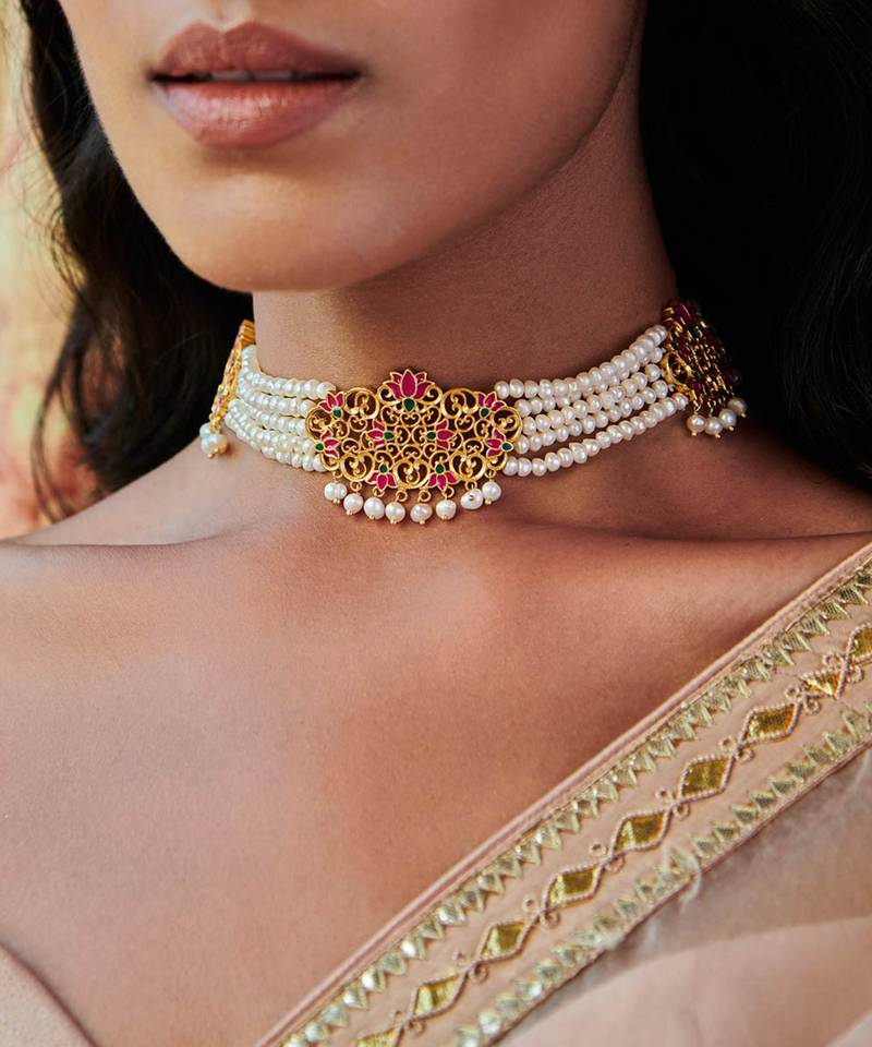 Maharani Lotus Bracelet In Pink Enamel