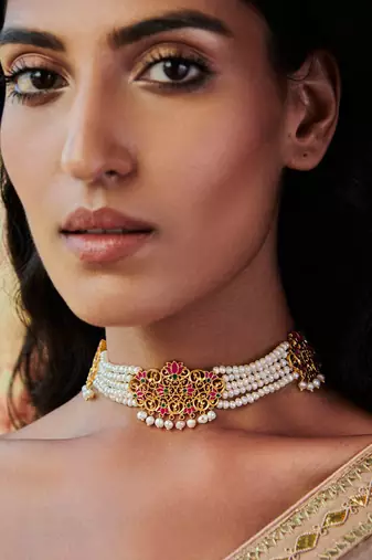 Maharani Lotus Bracelet In Pink Enamel