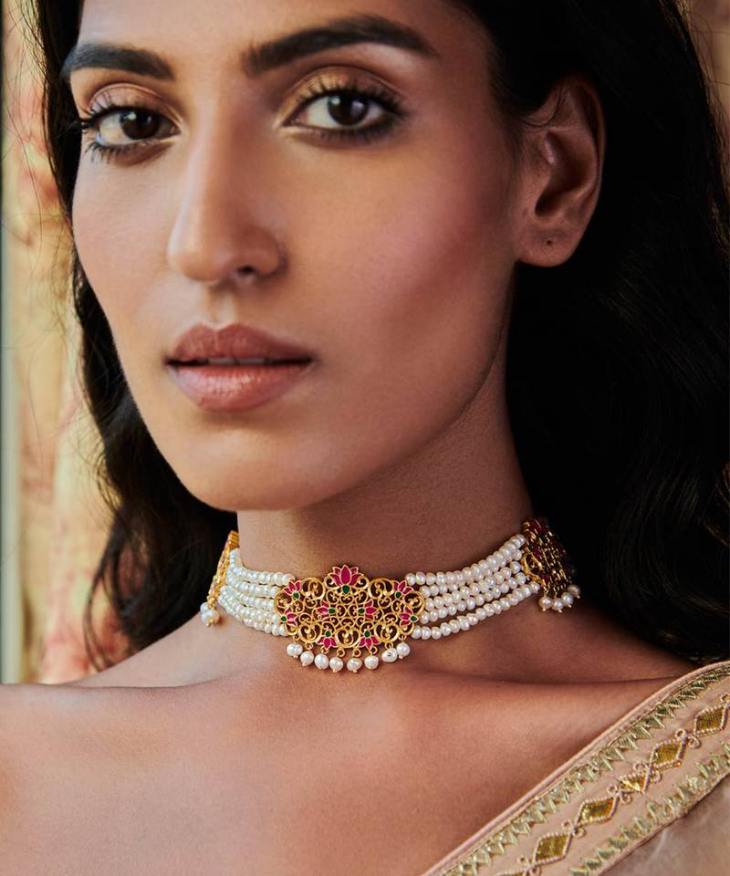 Maharani Lotus Bracelet In Pink Enamel