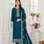 peacock blue embroidery swarovski diamons silk unstitch straight fit churidar salwar suits
