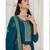 peacock blue embroidery swarovski diamons silk unstitch straight fit churidar salwar suits