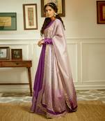 Handembellished Chanderi Anarkali With Organza Dupatta