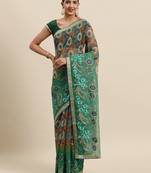 Green Embroidered Art Silk Saree With Blouse