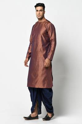 DEYANN Jacquard Silk Woven Desilgn Kurta With Dhoti Pant Set For Men 5