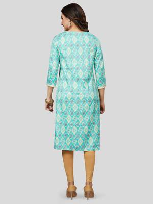 Blue printed rayon long-kurtis 2
