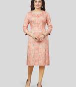 Pink printed rayon long-kurtis