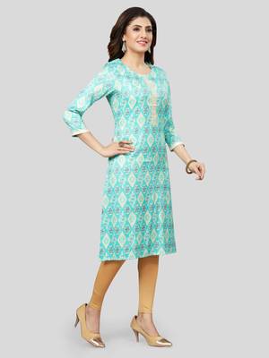 Blue printed rayon long-kurtis 3