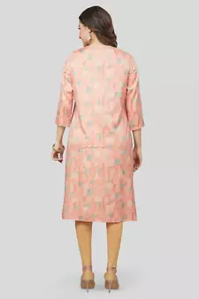 Pink printed rayon long-kurtis