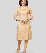 Peach printed rayon long-kurtis