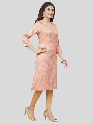 Pink printed rayon long-kurtis 3