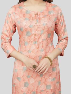 Pink printed rayon long-kurtis 4