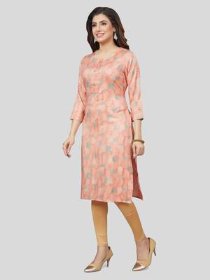 Pink printed rayon long-kurtis 5