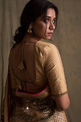 Gold silk tissue blouse 3